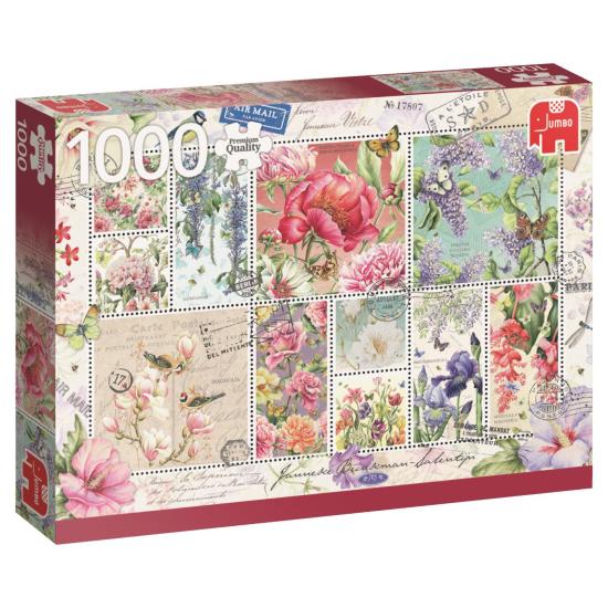 Jumbo Puzzle Timbres Fleurs 1000 Pièces