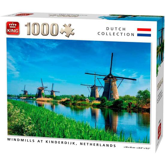 Puzzle King Mills à Kinderdijk, Hollande 1000 pièces