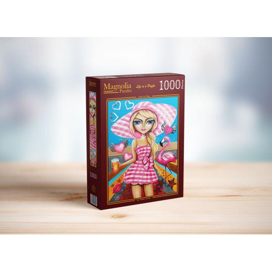 Puzzle Magnolia Dame en Rose 1000 pièces