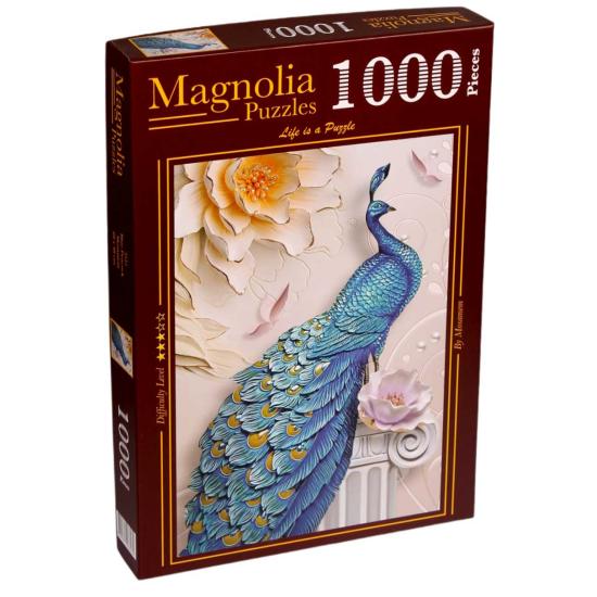 Puzzle 1000 pièces paon bleu magnolia