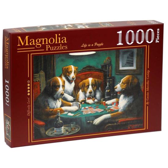 Puzzle 1000 pièces Chiens Magnolia jouant au poker