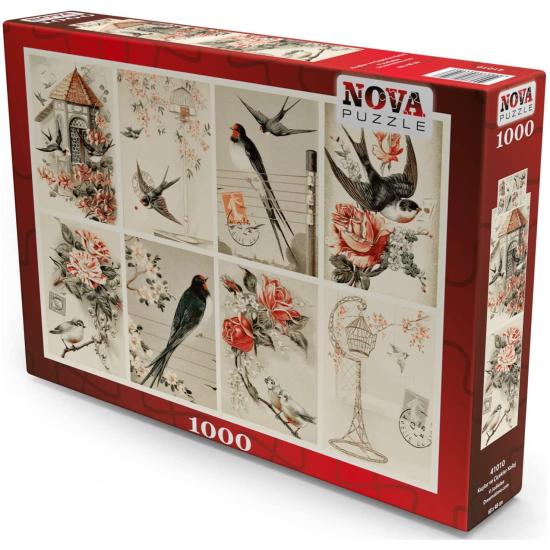 Puzzle 1000 pièces Nova Collage Vintage Birds