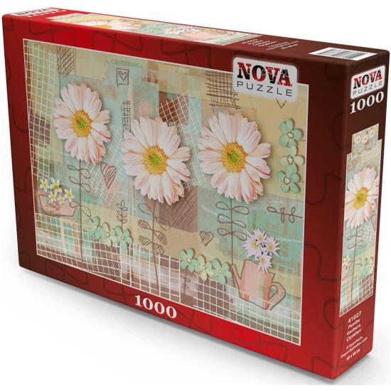 Puzzle Nova 1000 pièces Fleurs de gerbera rose