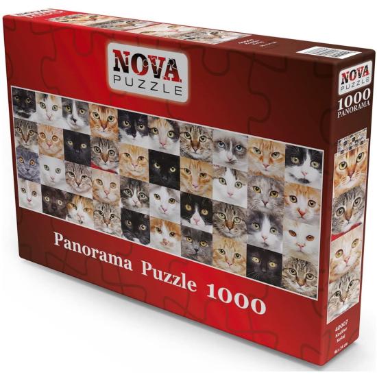 Puzzle Nova Panorama Collage de Chats 1000 Pièces
