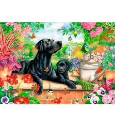 Otter House Puzzle Labrador noir et chiot 1000 pièces