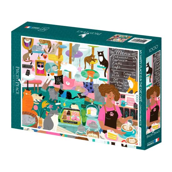 Puzzle Pieces and Peace Mon endroit heureux est au Cat Café 1000