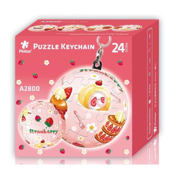 Pintoo Puzzle 3D Fraise Porte-Clés 24 Pièces
