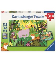 Puzzle Ravensburger Amis Animaux Dans La Nature 2 x 12 pièces
