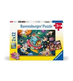 Puzzle Ravensburger Animaux dans l'espace de 2 x 12 pièces