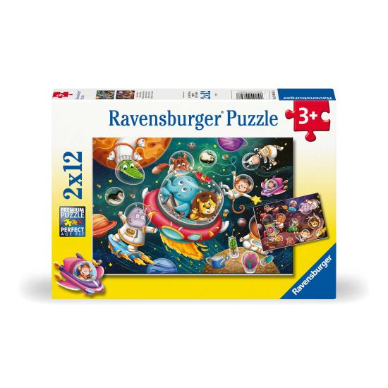 Puzzle Ravensburger Animaux dans l'espace de 2 x 12 pièces Puzzle Ravensburger Animaux dans l'espace de 2 x 12 pièces