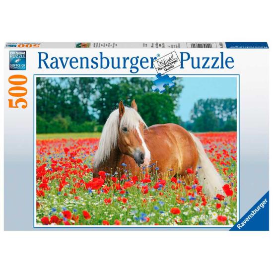 Ravensburger Cheval dans le champ de coquelicots Puzzle 500 pièc
