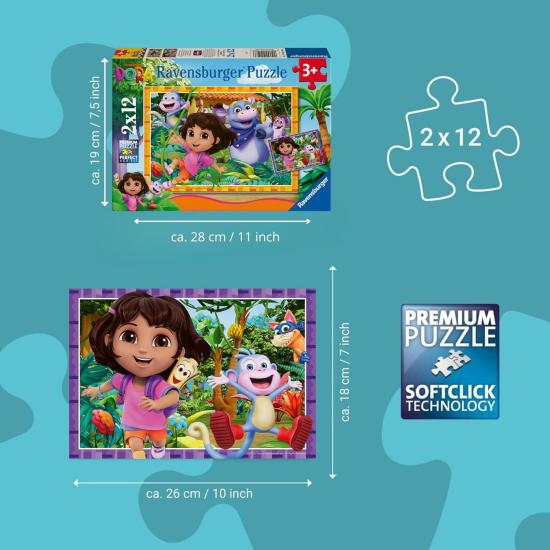 Puzzle Ravensburger Dora L'Exploratrice 2 x 12 pièces Puzzle Ravensburger Dora L'Exploratrice 2 x 12 pièces