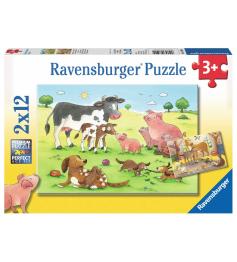 Ravensburger Puzzle Familles d'animaux 2x12 pièces