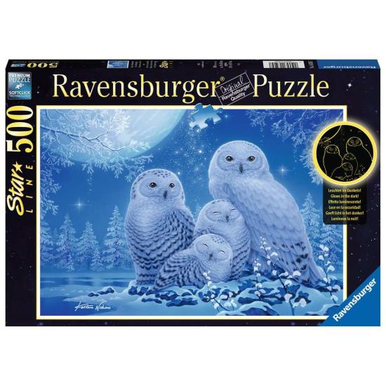 Ravensburger Puzzle Phosphorescent Hiboux au Clair de Lune 500