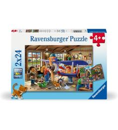 Puzzle Ravensburger Maintenance des trains et des avions 2x24 pi