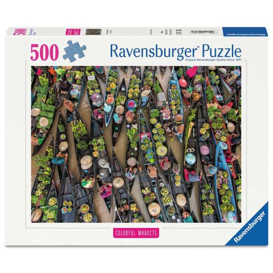 Puzzle Ravensburger Marché Flottant, Indonésie 500 Pièces