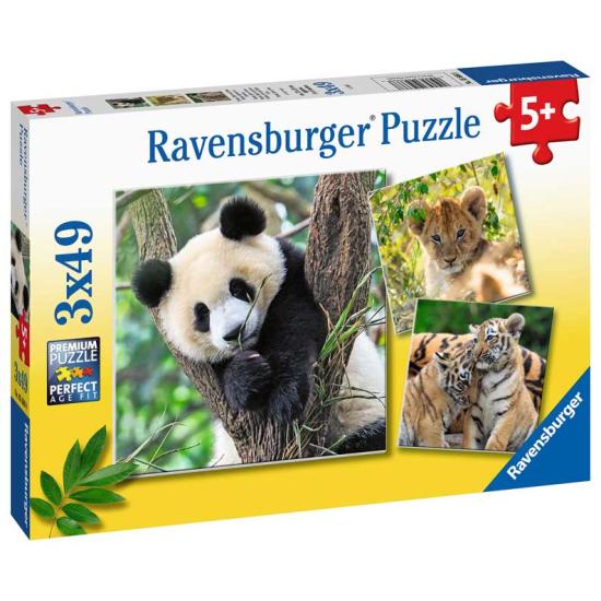 Puzzle Ravensburger Panda, Tigre et Lion 3x49 pièces
