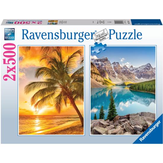 Ravensburger Puzzle Plage et Montagne 2x500 pièces