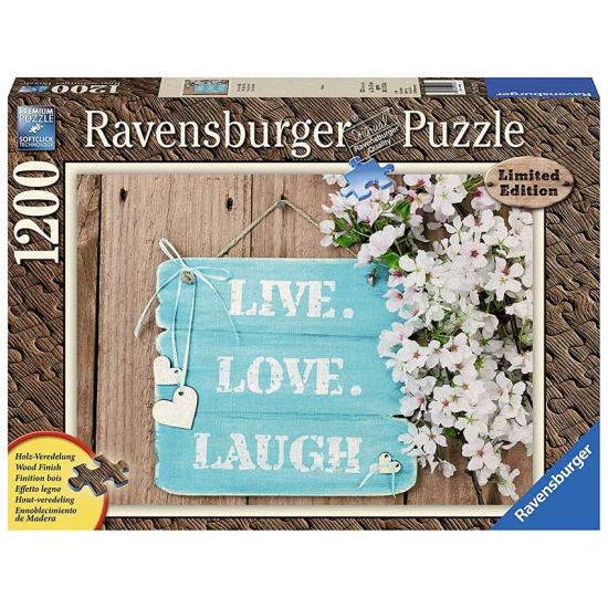 Ravensburger Puzzle Live, Love and Smile Effet bois 1200 pièces Ravensburger Puzzle Live, Love and Smile Effet bois 1200 pièces