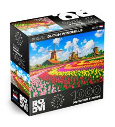Puzzle Roovi Moulins à vent hollandais, Pays-Bas de 1000 Pièces