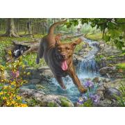 Puzzle Schmidt Gambades Printanières Avec Un Labrador Retriever