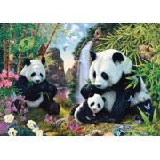 Puzzle Schmidt Famille Panda à la Cascade 500 pièces