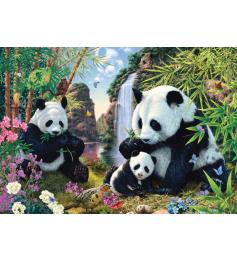 Puzzle Schmidt Famille Panda à la Cascade 500 pièces