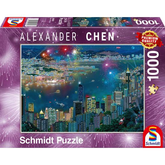Schmidt Puzzle Feux d'artifice sur Hong Kong 1000 pieds