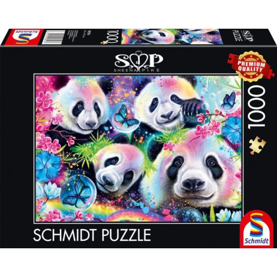 Puzzle Schmidt Pandas Arc-en-ciel Néon de 1000 Pièces