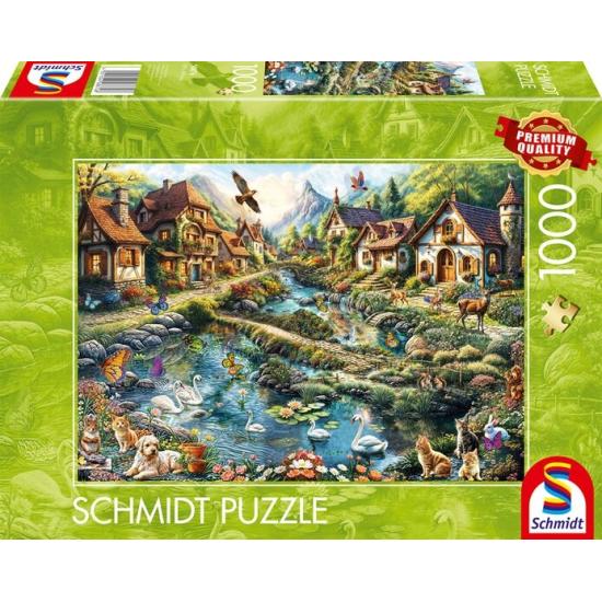 Puzzle Schmidt Village En Bordure De Forêt 1000 Pieces