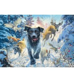 Puzzle Schmidt Un Labrador Noir Dans La Neige 1000 Pcs