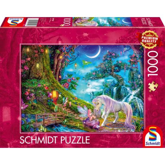 Puzzle Schmidt Licorne Et Elfe Parmi Les Grands Bois de 1000 Pie