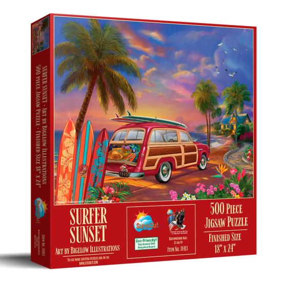 Puzzle SunsOut Coucher de soleil sur les Surfeurs XXL de 500 Pie