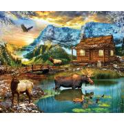 SunsOut White Mountain Cabin Puzzle 1000 pièces