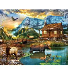 SunsOut White Mountain Cabin Puzzle 1000 pièces