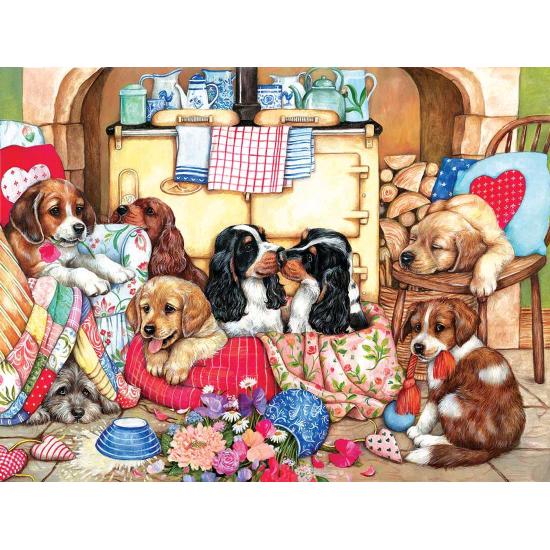 Puzzle SunsOut Chiots dans la cuisine XXL 300 pièces