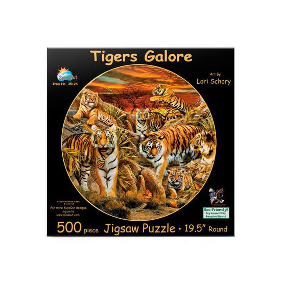 SunsOut Puzzle Circulaire Troupeau de Tigres XXL 500 Pcs