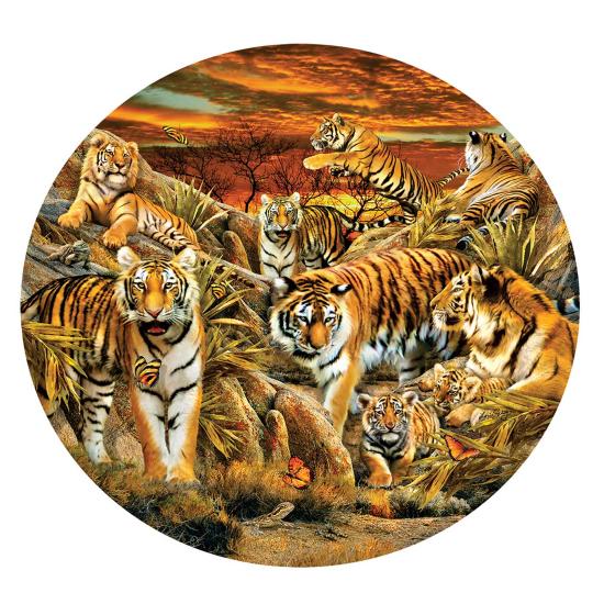 SunsOut Puzzle Circulaire Troupeau de Tigres XXL 500 Pcs