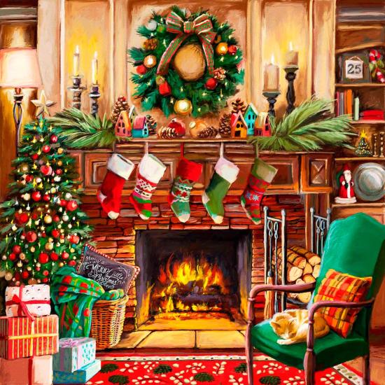 Puzzle SunsOut Se reposer près de la cheminée XXL de 500 Pieces