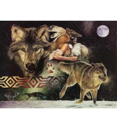Puzzle SunsOut Le loup et la lune d'Arapaho XXL de 500 Pieces