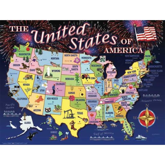 SunsOut Puzzle Carte des États-Unis 1000 pièces