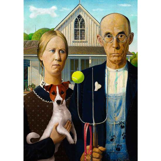 Puzzle Trefl American Gothic : Édition chien 500 pièces