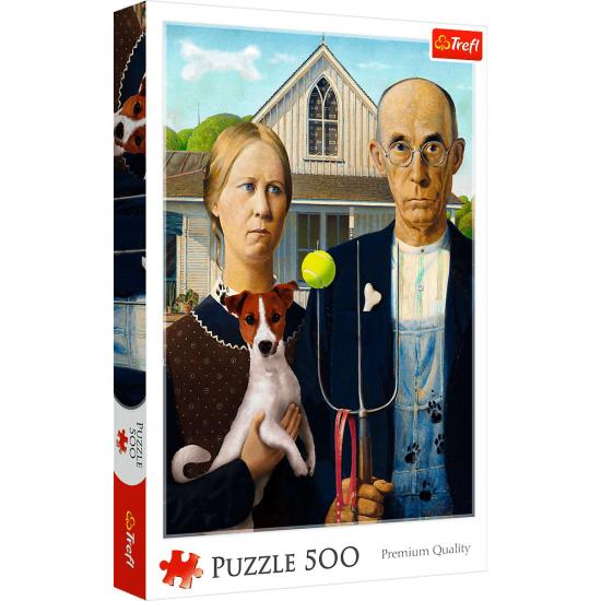 Puzzle Trefl American Gothic : Édition chien 500 pièces