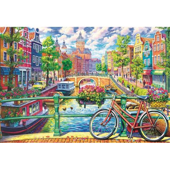 Puzzle Trefl Vélo sur le canal d'Amsterdam 1500 pièces