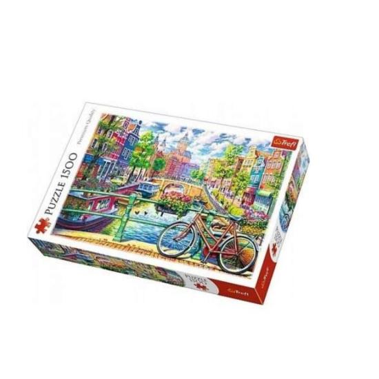 Puzzle Trefl Vélo sur le canal d'Amsterdam 1500 pièces