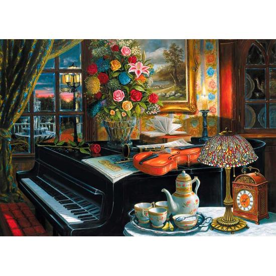 Trefl Puzzle Nature Morte avec Piano Violon et Fleurs 2000 Pièce