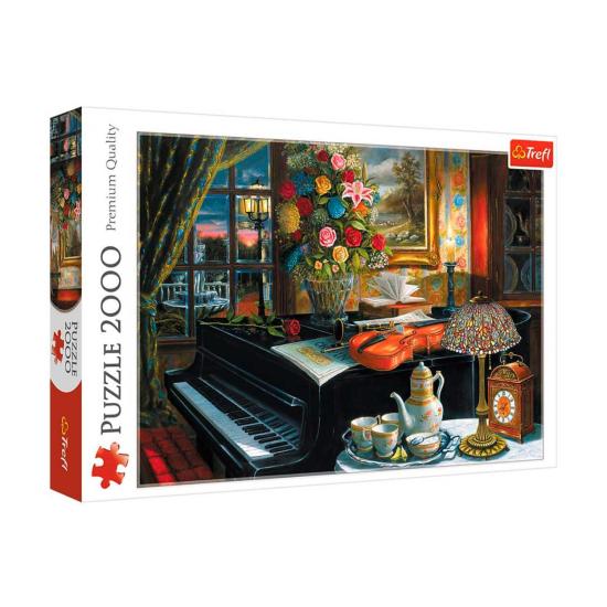 Trefl Puzzle Nature Morte avec Piano Violon et Fleurs 2000 Pièce