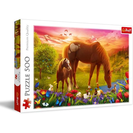 Puzzle Trefl Chevaux dans le pré de 500 pièces