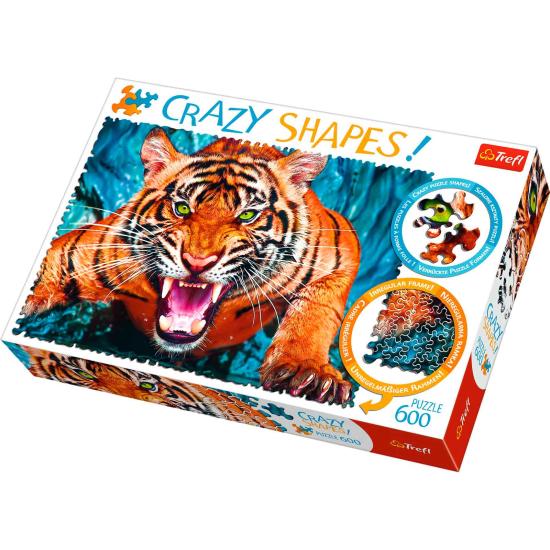 Puzzle Trefl Crazy Shapes Face à un Tigre 600 pièces