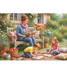Puzzle Trefl Fête Des Mères : La Famille Au Jardin 1000 pièces